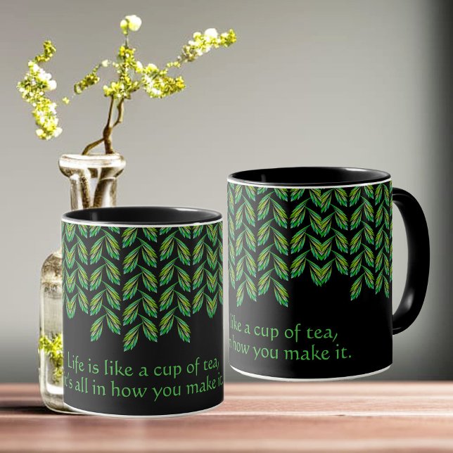 Neon green leaves - fractal art, irish saying,  mug (Creator Uploaded)