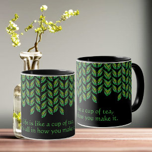 Neon green leaves - fractal art, irish saying, mug