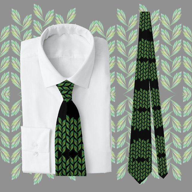 Neon green leaves - fractal, neck tie (Creator Uploaded)