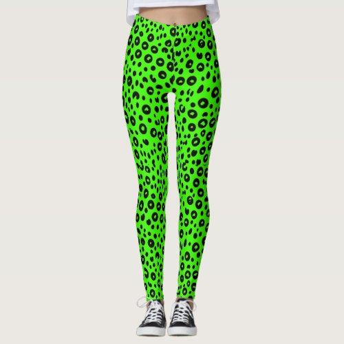 Neon Green Leopard Print Leggings
