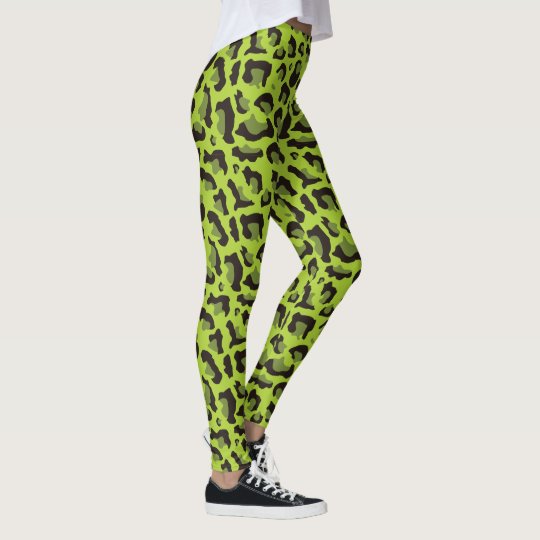 Neon Green Leopard Print Leggings | Zazzle.com