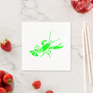 Neon green lobster modern fun coastal napkins