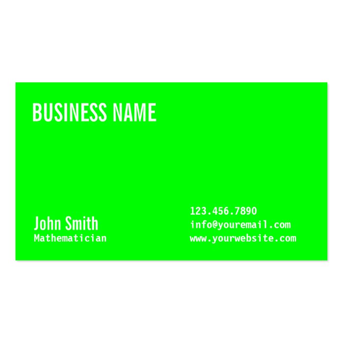 Neon Green Mathematician Business Card