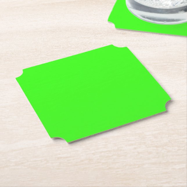 Neon Green Modern Paper Coaster – Customizable (Angled)