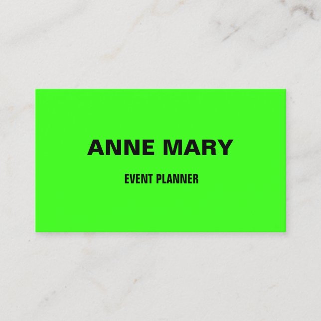 Neon Green Modern Professional Event Manager Cool Business Card (Front)