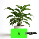 Neon Green Monogram Custom Name Initial Gift Favor Luggage Tag<br><div class="desc">Monogrammed initial and also personal details like name,  address,  phone number and email all of which you can edit. Designed with attractive solid neon green color background,  you can change the color if you wish. Cool travel gift idea for him or her.</div>