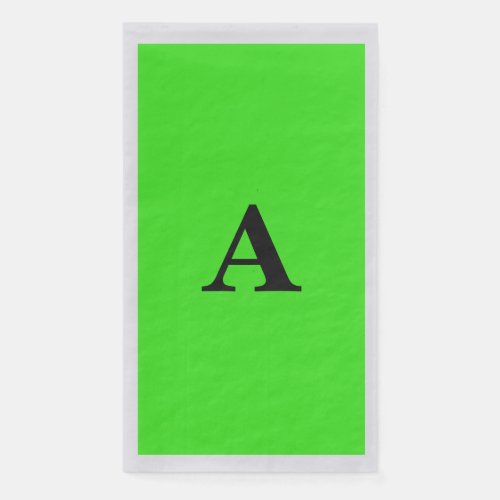 Neon Green Monogram Initial White Custom Silver Paper Guest Towels