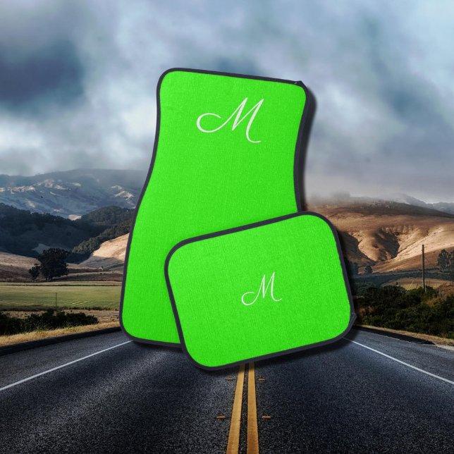 Neon  green -  monogrammed   car floor mat (Creator Uploaded)