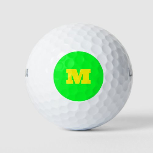 Neon Green Monogrammed Trendy Golfer Bright Golf Balls