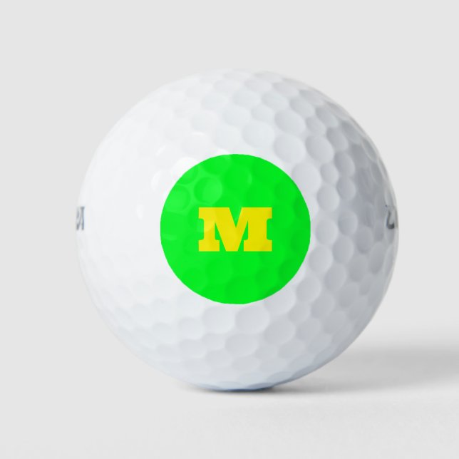 Neon Green Monogrammed Trendy Golfer Bright Golf Balls (Front)