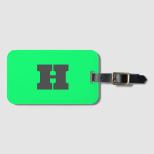 Neon Green Monogrammed Trendy Travel Bright Luggage Tag