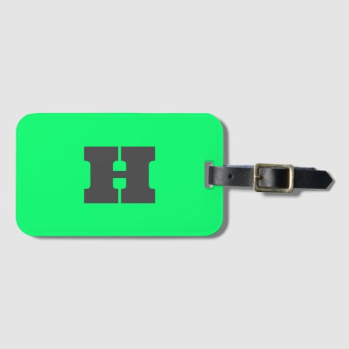 Neon Green Monogrammed Trendy Travel Bright Luggage Tag