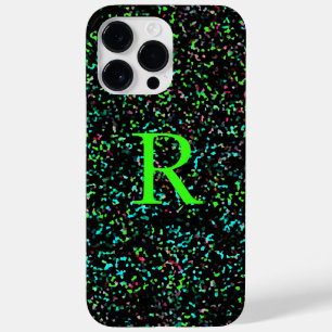 Neon Green Monograms Glitter Patterns Custom Case-Mate iPhone 14 Pro Max Case