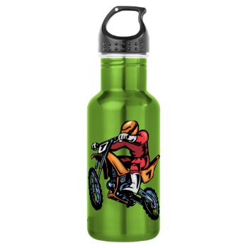 Neon Green Motocross Water Bottle by SportsWare at Zazzle