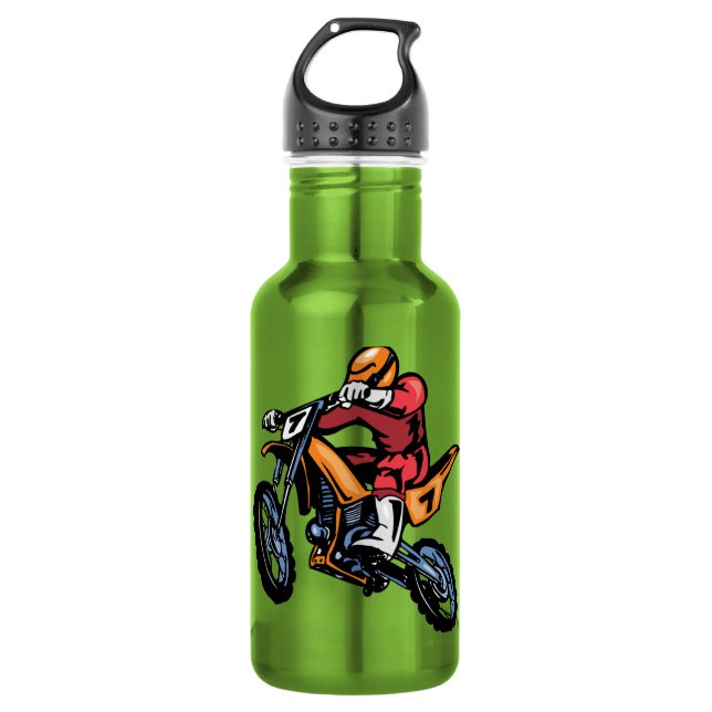 Neon Green Motocross Water Bottle (Front)