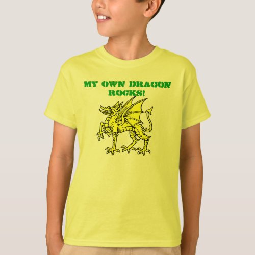 Neon Green MY OWN DRAGON ROCKS Kids T_Shirt