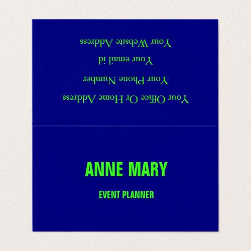 Neon Green Navy Blue Custom Color Wedding Colorful Business Card