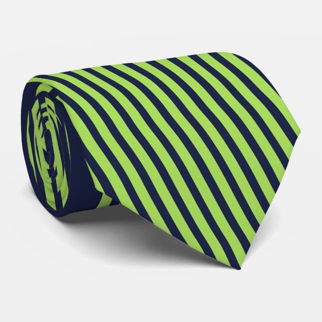 neon green & navy stripes – Schlips Neck Tie (Rolled)