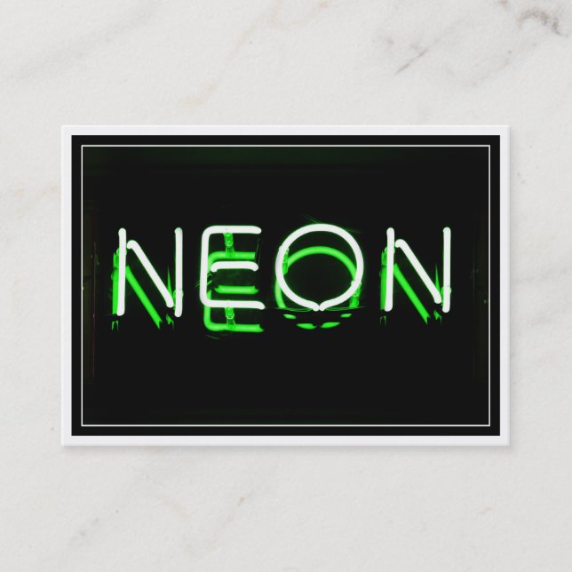 NEON - Green Neon Sign Business Card (Front)