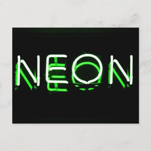 NEON _ Green Neon Sign Postcard