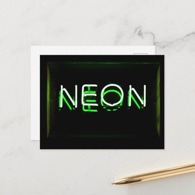 NEON - Green Neon Sign Postcard (Front/Back In Situ)