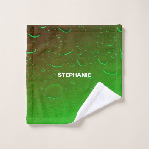 Neon Green Ombre Water Abstract Art Monogram Cute Wash Cloth