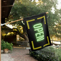 Neon Green Open Store Sign Outdoor Flag