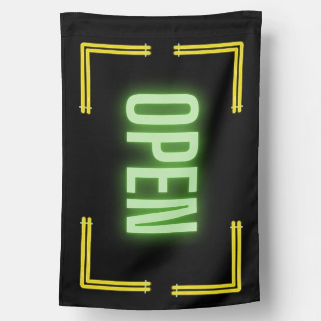 Neon Green Open Store Sign Outdoor Flag