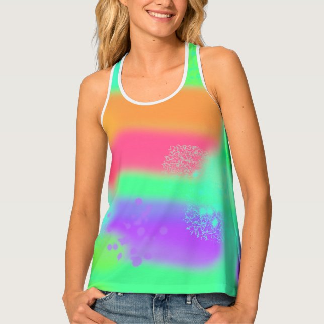 Neon Green Orange Pink Purple Womens Tank Top (Front)