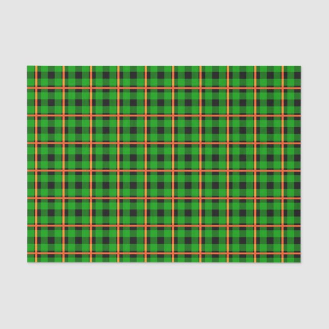 Neon Green & Orange Tartan Tissue Paper (Front)