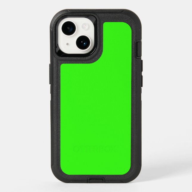 Neon Green OtterBox Defender iPhone 14 Case (Back)