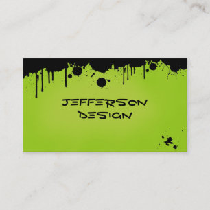 Neon Green Paint Splatters Business Card