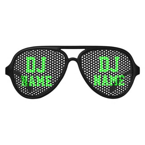 Neon green party Deejay name shades for DJ
