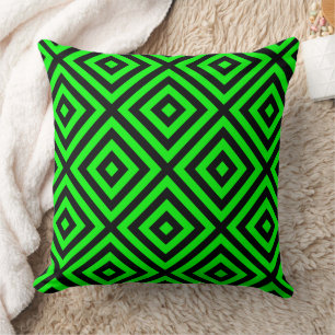 Neon Green Pattern Throw Pillow