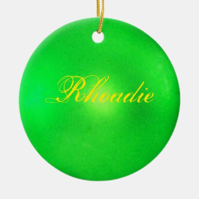 Neon Green Personalized Holiday Ceramic Ornament (Front)
