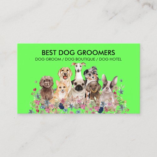 Neon green PetSitter dog veterinary Business Card