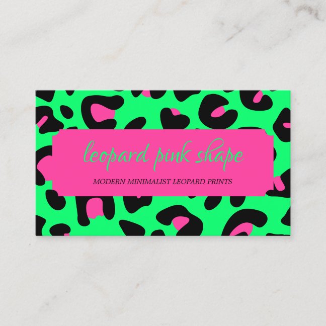 Neon Green Pink Leopard Business Card