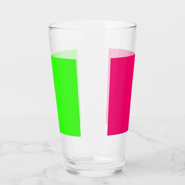 Neon Green & Pink Pint Glass Cup – Customizable (Left)