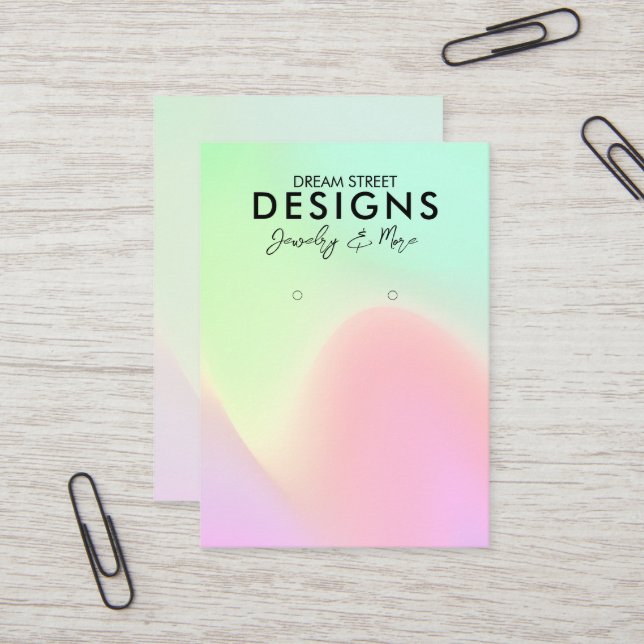 Neon Green Pink Rainbow Earring Display Card (Front/Back In Situ)