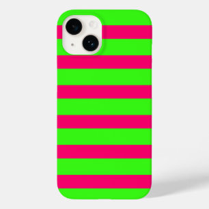Neon Green & Pink Striped iPhone Case – Customize