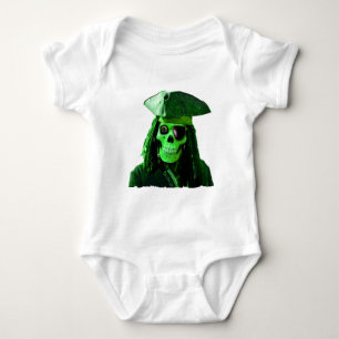 Neon Green Pirate with skully & patch Baby Bodysuit