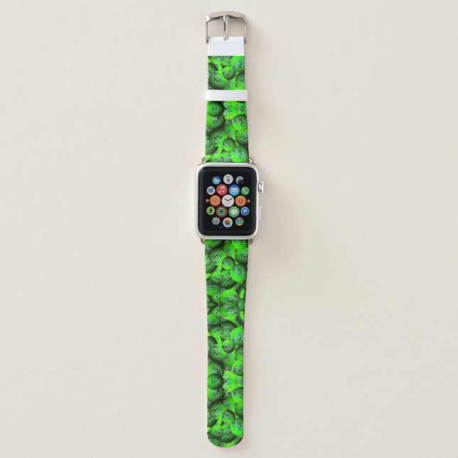 Neon green planets - pattern in 3D optics  Apple Watch Band (Front)