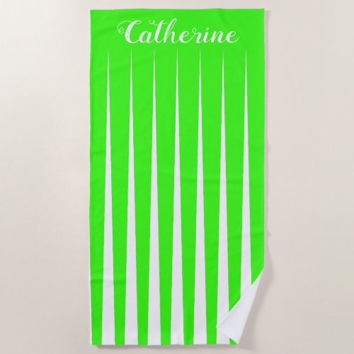 Neon Green Pleat Triangle Design Beach Towel
