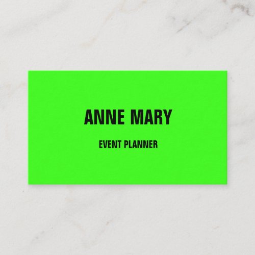 Neon Green Professional Modern Colorful Event Plan Business Card