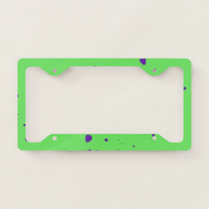 Neon Green Purple Splotches License Plate Frame