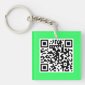 Neon Green QR CODE Custom Key Chain