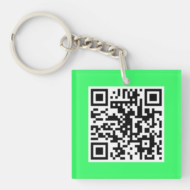 Neon Green QR CODE Custom Key Chain (Front)
