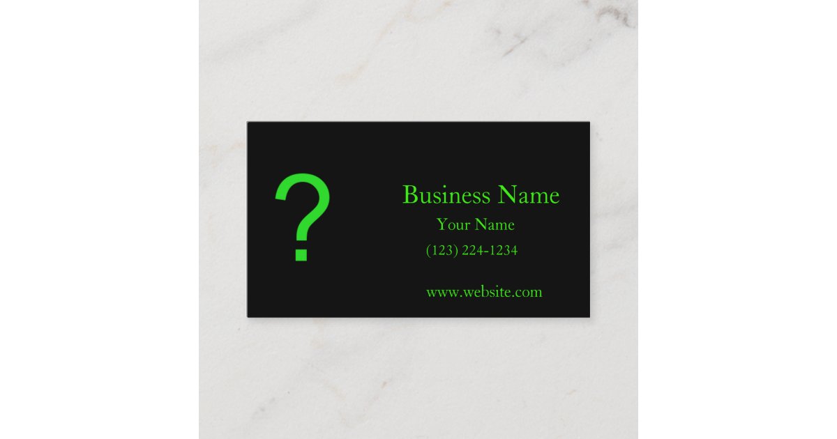 Neon Green Question Mark Business Card Zazzle