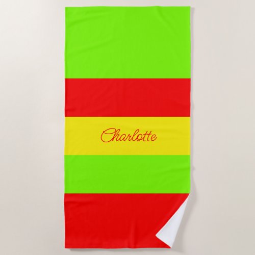 Neon Green Red and Yellow Solid Color Summer Beach Towel