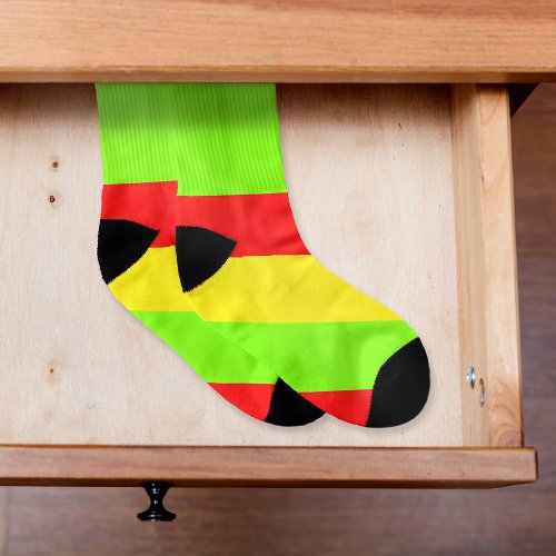 Neon Green Red and Yellow Solid Color Summer Socks